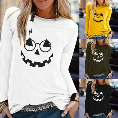 Halloween Print T-Shirts | Long Sleeve | Top Loose - Niches Store