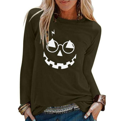 Halloween Print T-Shirts | Long Sleeve | Top Loose - Niches Store