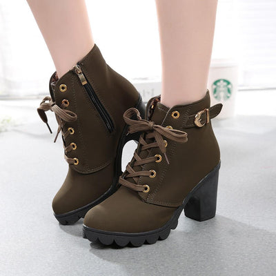 High Quality Solid Lace-up Boots - Niches Store