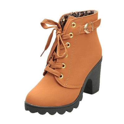 High Quality Solid Lace-up Boots - Niches Store