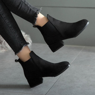 Flock Ankle Boots Slip-on Round Toe - Niches Store