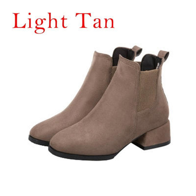 Flock Ankle Boots Slip-on Round Toe - Niches Store