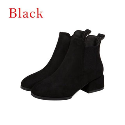 Flock Ankle Boots Slip-on Round Toe - Niches Store