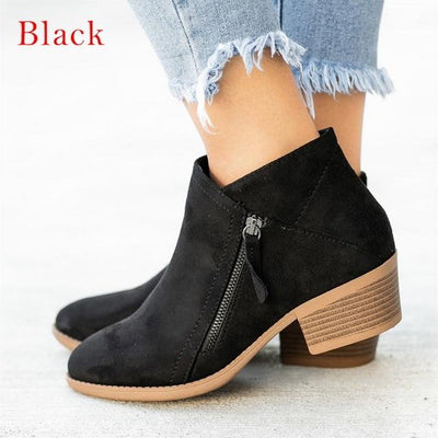 Flock Ankle Boots Slip-on Round Toe - Niches Store