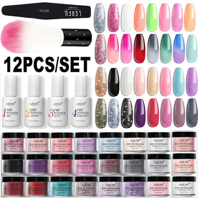 Azure Beauty 12Pcs/Lot | Shiny Glitter | Nail Dipping Powder | - Niches Store