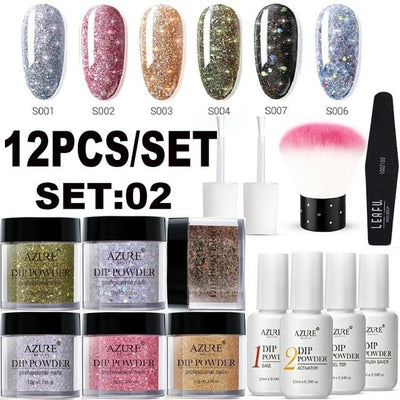 Azure Beauty 12Pcs/Lot | Shiny Glitter | Nail Dipping Powder | - Niches Store