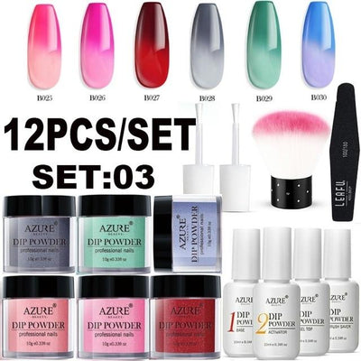 Azure Beauty 12Pcs/Lot | Shiny Glitter | Nail Dipping Powder | - Niches Store