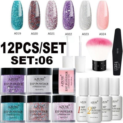 Azure Beauty 12Pcs/Lot | Shiny Glitter | Nail Dipping Powder | - Niches Store