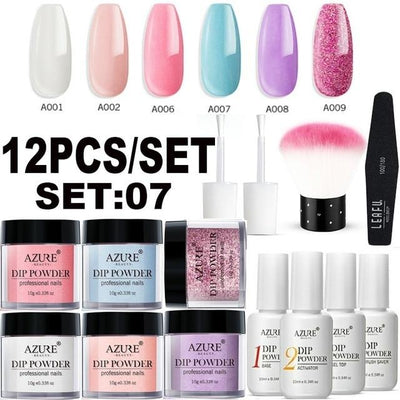 Azure Beauty 12Pcs/Lot | Shiny Glitter | Nail Dipping Powder | - Niches Store