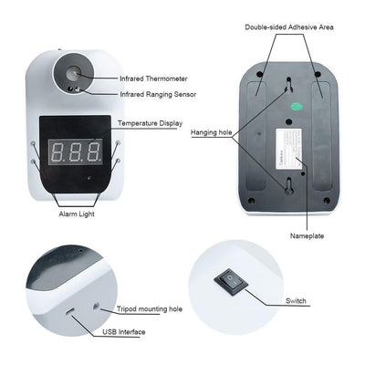 Digital Non-Contact Infrared Thermometer with Fever Alarm Wall Mounted - Niches Store