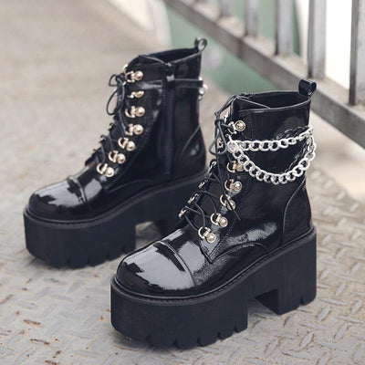 Gothic Zip Boots Zip | Punk Style Platform - Niches Store