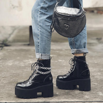 Gothic Zip Boots Zip | Punk Style Platform - Niches Store