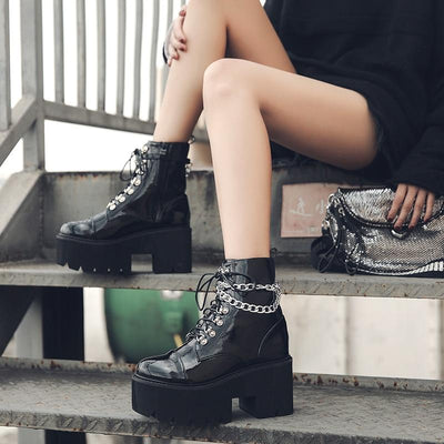 Gothic Zip Boots Zip | Punk Style Platform - Niches Store