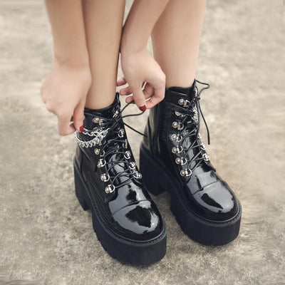 Gothic Zip Boots Zip | Punk Style Platform - Niches Store