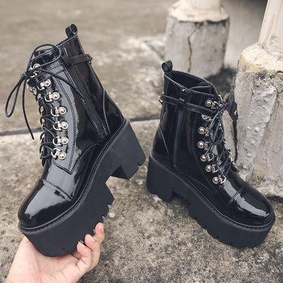 Gothic Zip Boots Zip | Punk Style Platform - Niches Store