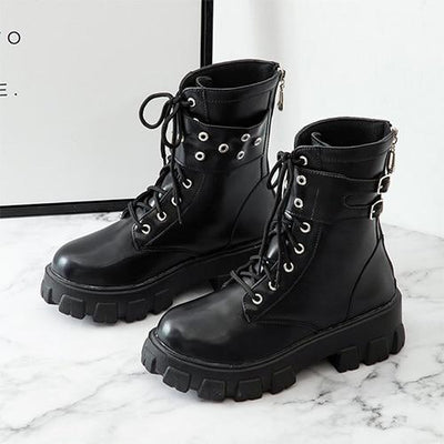 Gothic Zip Boots Zip | Punk Style Platform - Niches Store