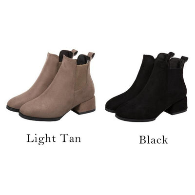 Flock Ankle Boots Slip-on Round Toe - Niches Store