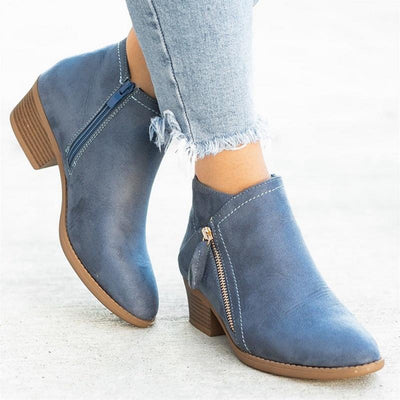 Flock Ankle Boots Slip-on Round Toe - Niches Store