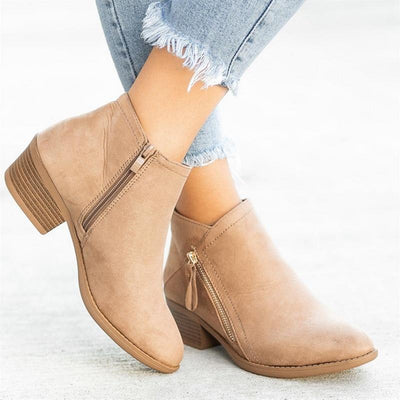 Flock Ankle Boots Slip-on Round Toe - Niches Store