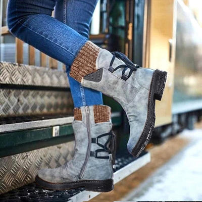 Retro Printed Metal Boots | Zipper Ankle - Niches Store