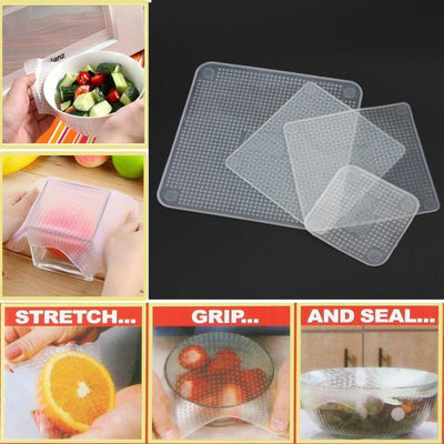 4 Pcs Reusable Stretchable Silicone Food Wrap - Niches Store