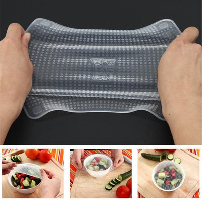 4 Pcs Reusable Stretchable Silicone Food Wrap - Niches Store