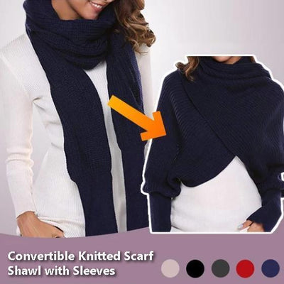 Convertible Knitted Scarf Shawl with Sleeves - Niches Store